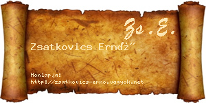 Zsatkovics Ernő névjegykártya